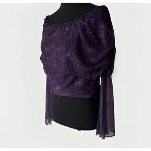 Romwe Off The Shoulder Purple‎ Top Sheer Size Large Whimsigoth Fairy Grunge